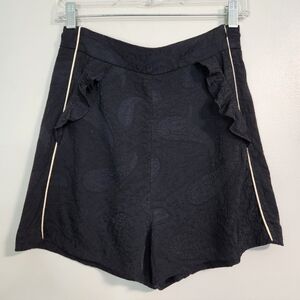 Maje Black Paisley Embroidered Shorts, Size 38 ~ Like New!